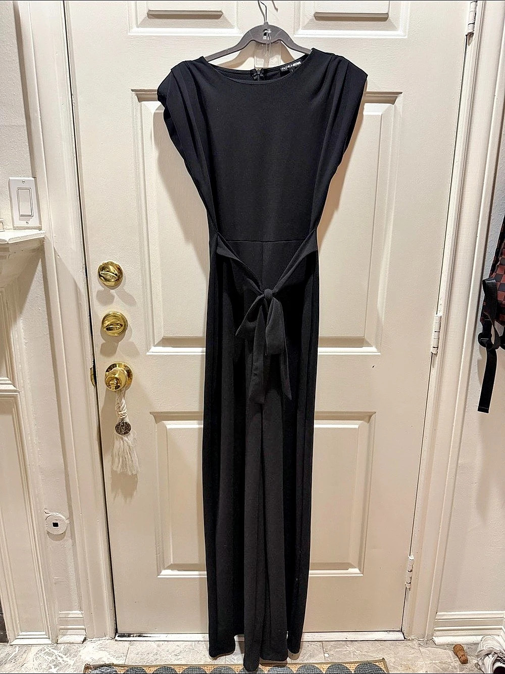 Fashion Nova Tie Waist Jumpsuit in Black Large Like New